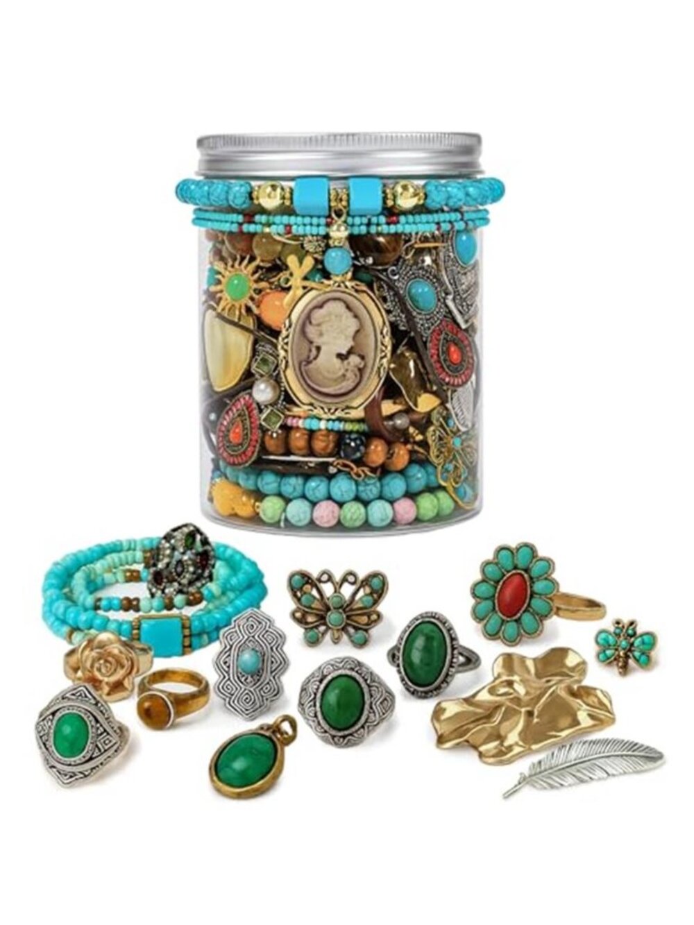 40pcs Mystery Jewelry Jar Box Set, Surprise Jewelry Gift for Women